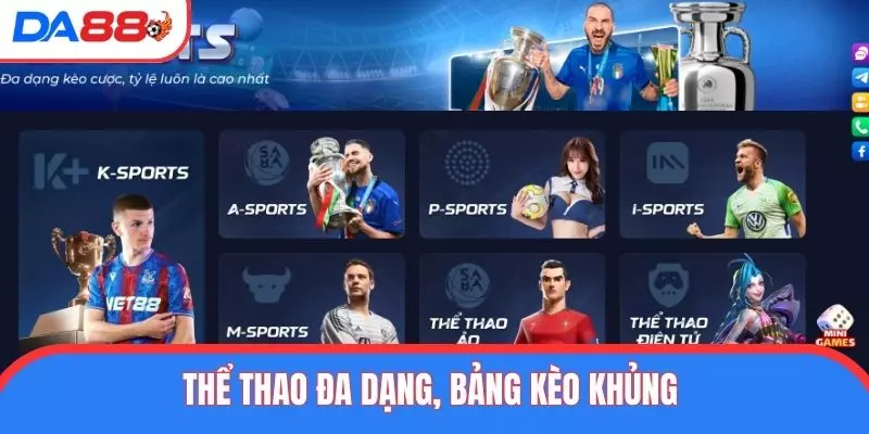 Thể thao đa dạng, bảng kèo khủng 
